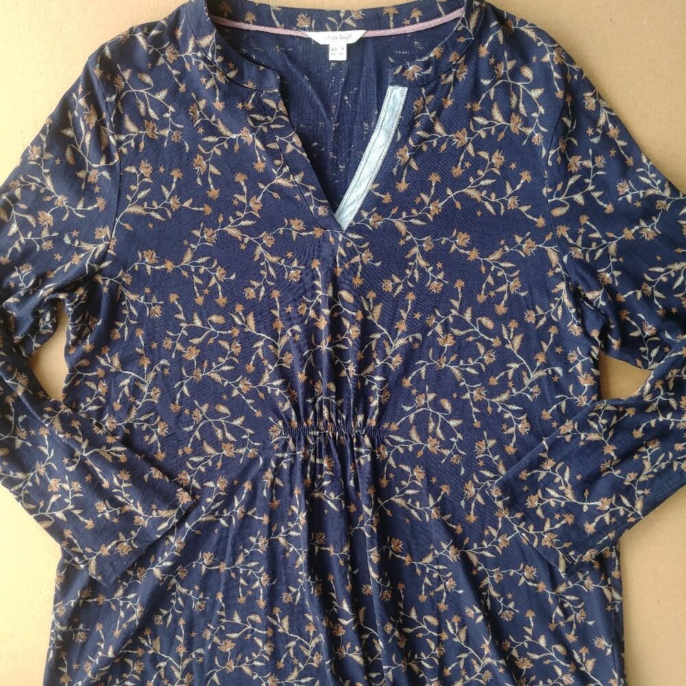Women's Navy Floral Tunic Top - Elastic Waist